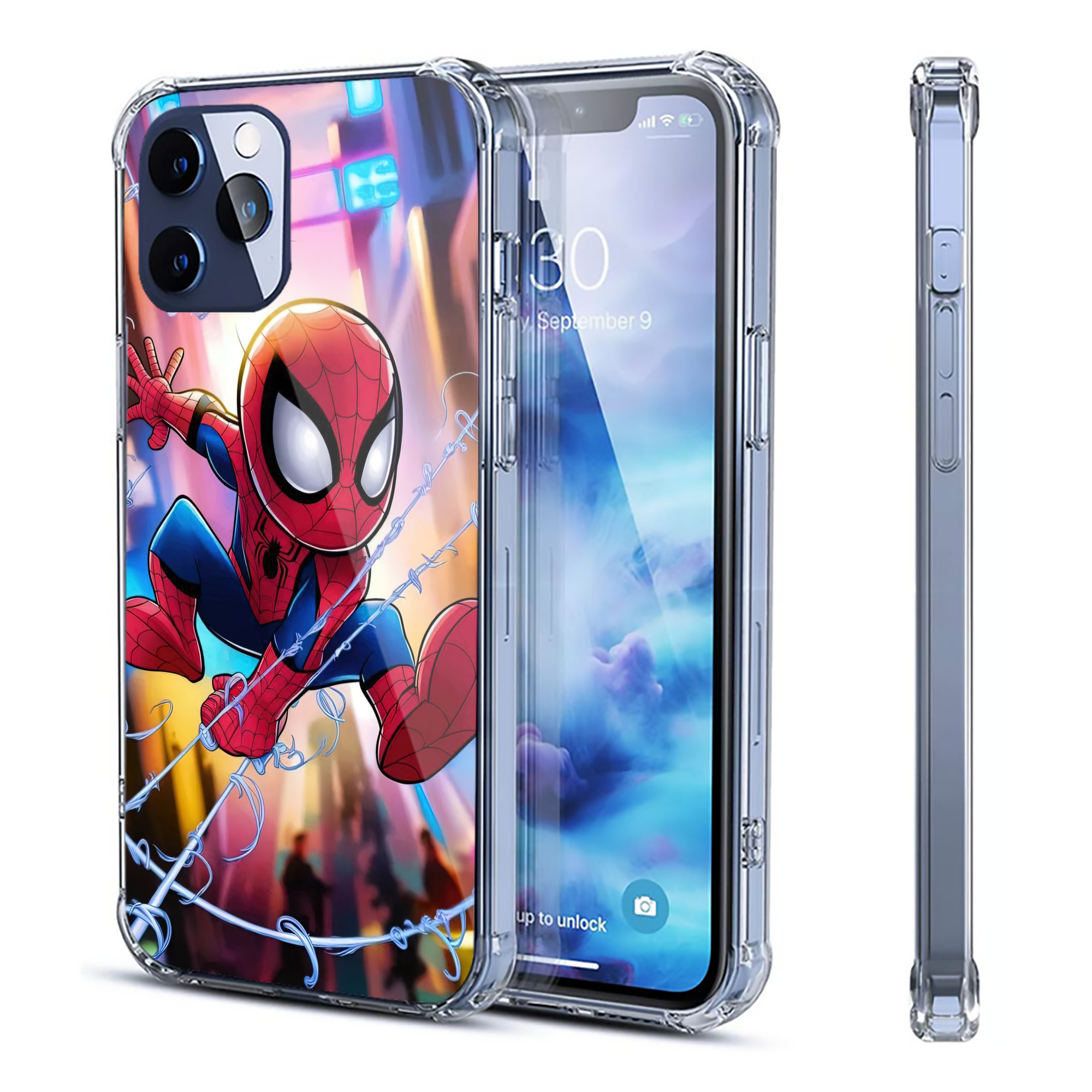 （画像用） Spider Man スパイダーマン 【iPhone 12シリーズ対応】透明スマホケース（クリアソフトケース）